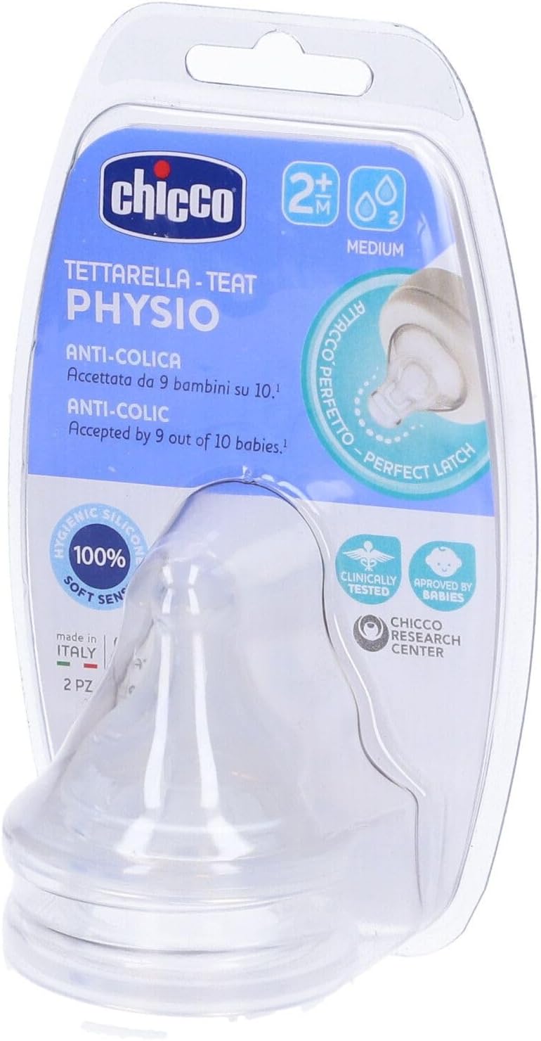 Chicco Physio Anti-Colic Teats – Slow Flow 0M+ (2 Pieces)