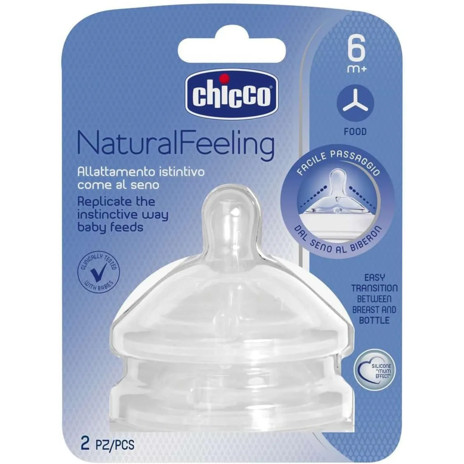 Chicco Natural Feelling Teat 6M+ Food Flow (2 Pcs)