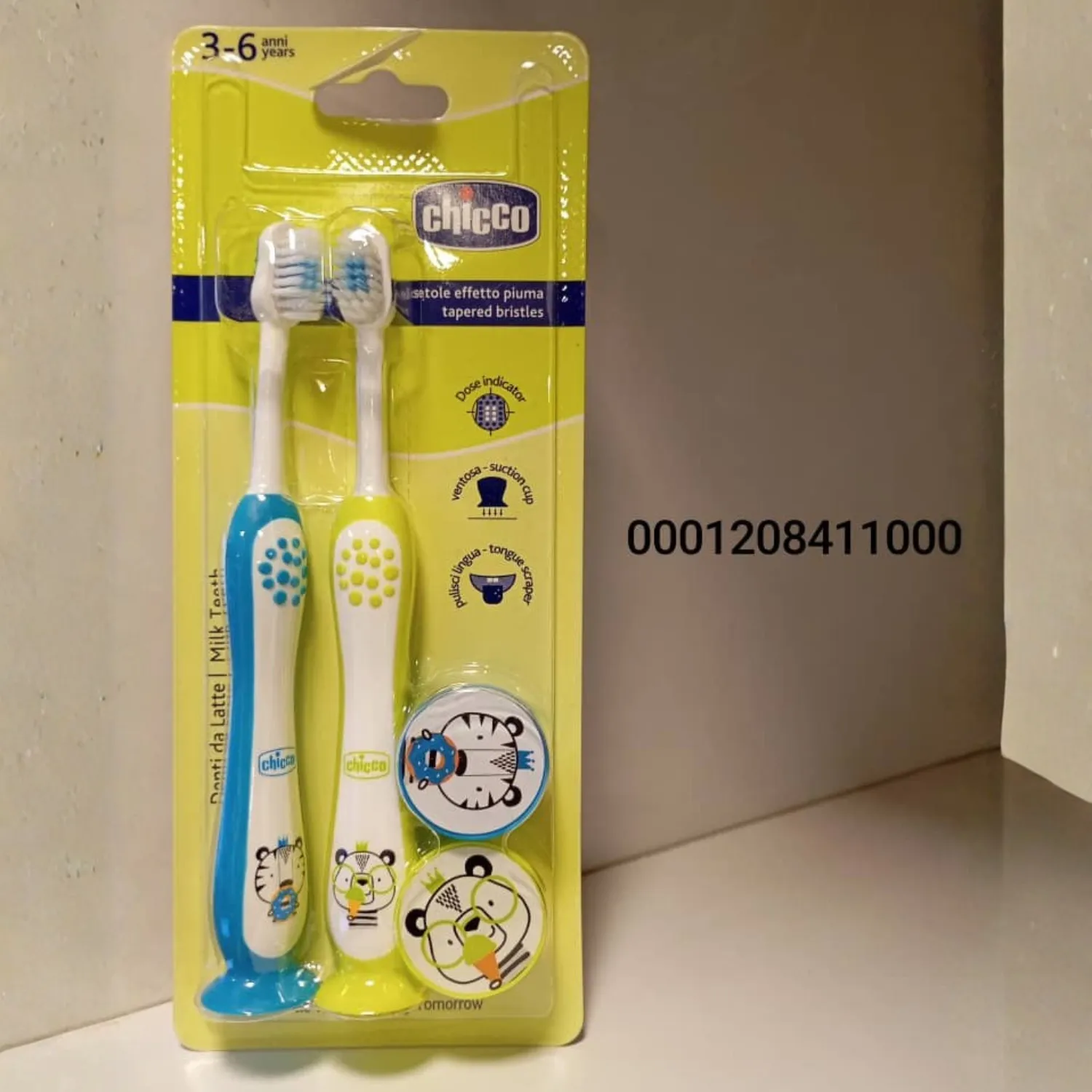 Chicco Kids Toothbrush Set 3–6 Years – 2 Soft Brushes (Colorful Designs)