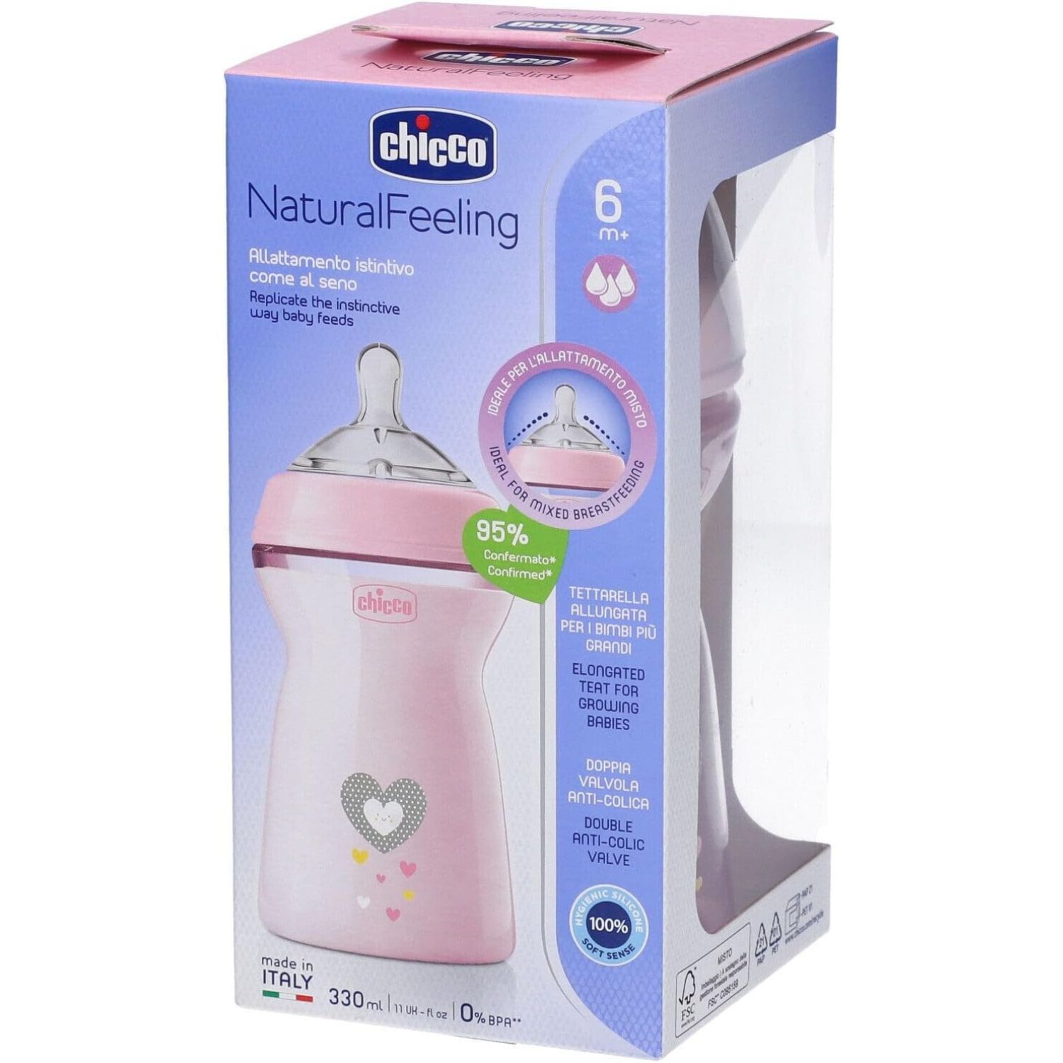 Chicco Natural Feeling Anti-Colic Baby Bottle 6+ Months